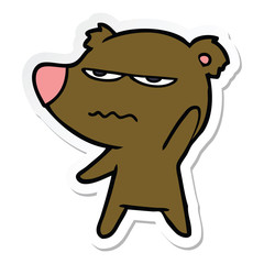 sticker of a annoyed bear cartoon