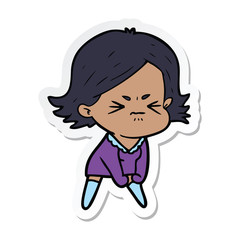 sticker of a cartoon angry woman