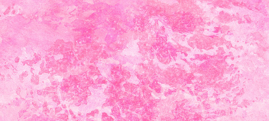 Grunge paint light pink watercolour background on white paper texture. Abstract soft magenta shades aquarelle illustration. Watercolor canvas for creative design, vintage cards, retro templates.