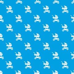Baby carriage designer pattern vector seamless blue repeat for any use
