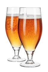 Glass of beer isolated on a white background