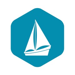 Small yacht icon in simple style isolated on white background. Sea transport symbol