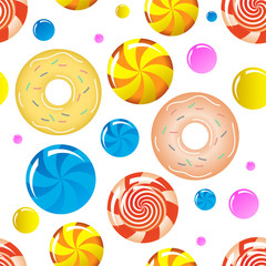 Candies. Sweets for children. Seamless pattern. Vector image.