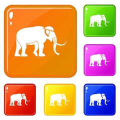 Mammoth icons set collection vector 6 color isolated on white background