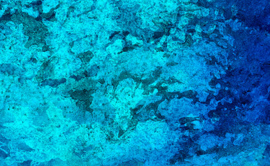 Hand drawn multicolor texture water color paint illustration. Abstract grunge cosmic neon light blue watercolor background. Paper textured aquarelle black canvas for modern creative design