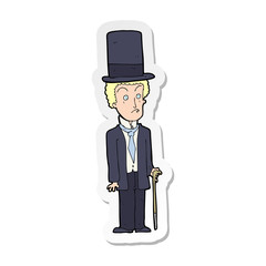 sticker of a cartoon man wearing top hat