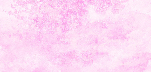 Grunge paint light pink watercolour background on white paper texture. Abstract soft magenta shades aquarelle illustration. Watercolor canvas for creative design, vintage cards, retro templates.