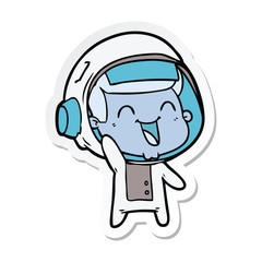 sticker of a happy cartoon astronaut