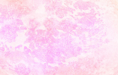 Grunge paint light pink watercolour background on white paper texture. Abstract soft magenta shades aquarelle illustration. Watercolor canvas for creative design, vintage cards, retro templates.