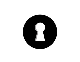 Key hole on black wall.  Silhouette of a keyhole. Vector illustration. 