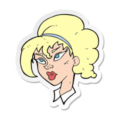 sticker of a cartoon pretty woman