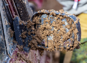 Dirt on the mirror from the car