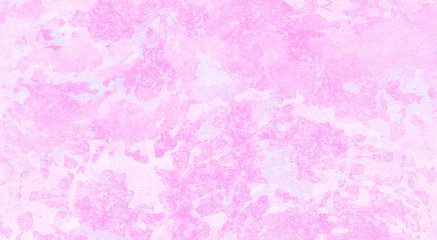 Grunge paint light pink watercolour background on white paper texture. Abstract soft magenta shades aquarelle illustration. Watercolor canvas for creative design, vintage cards, retro templates.