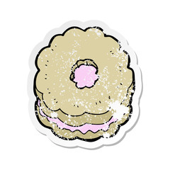 distressed sticker of a cartoon biscuit