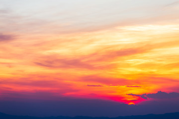 colorful dramatic sky with cloud at sunset