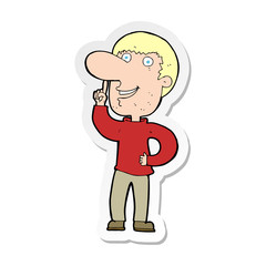 sticker of a cartoon man with idea