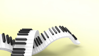 Piano keyboard Musical Art Concept Art on  Pastel Yellow Background - 3d rendering