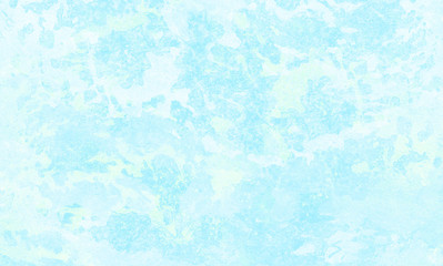 Ice and frost texture light sky blue shades watercolor background. Grunge aquarelle paint paper textured canvas for vintage design, retro card template. Turquoise gradient color handmade illustration