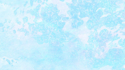 Ice and frost texture light sky blue shades watercolor background. Grunge aquarelle paint paper textured canvas for vintage design, retro card template. Turquoise gradient color handmade illustration