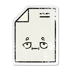 distressed sticker of a cute cartoon sheet of paper