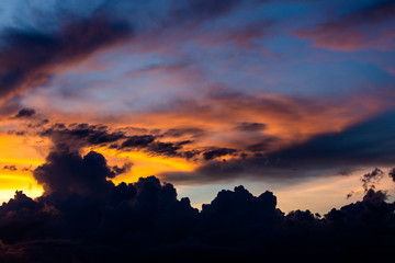 colorful dramatic sky with cloud at sunset.