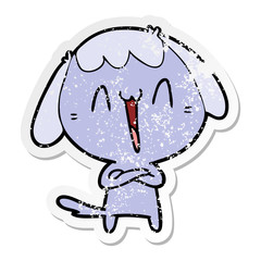 distressed sticker of a cute cartoon dog