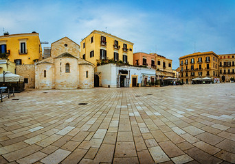 Old town square in Bari, Apulia region in Italy.