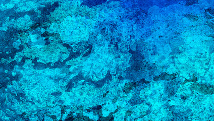 Hand drawn multicolor texture water color paint illustration. Abstract grunge cosmic neon light blue watercolor background. Paper textured aquarelle black canvas for modern creative design