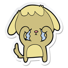 sticker of a cartoon crying dog