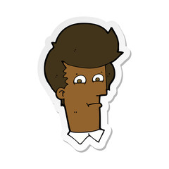 sticker of a cartoon man narrowing eyes