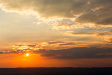 .colorful dramatic sky with cloud at sunset