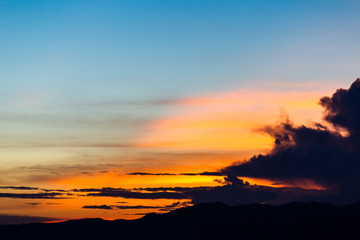 Fototapeta premium colorful dramatic sky with cloud at sunset.