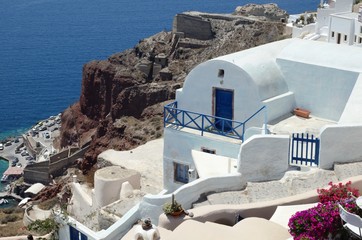 Beautiful panoramic view from Oia over the cliff 