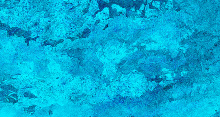 Hand drawn multicolor texture water color paint illustration. Abstract grunge cosmic neon light blue watercolor background. Paper textured aquarelle black canvas for modern creative design