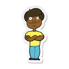 sticker of a cartoon happy man