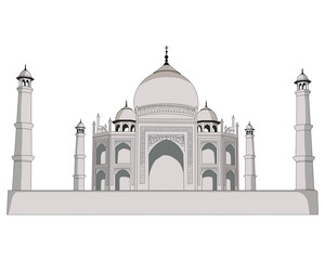 Taj mahal isolated vector illustration. High detailed India icon. White isolated background