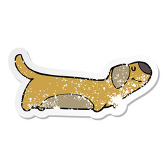 distressed sticker of a cartoon dog