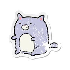 distressed sticker of a cartoon cat