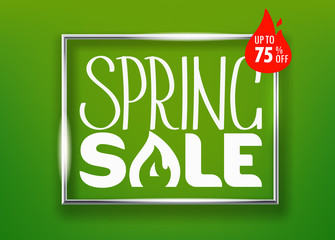 Spring sale concept. Vector lettering shopping banner