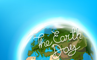 Travel destination concept with logo. The Earth Day lettering illustration