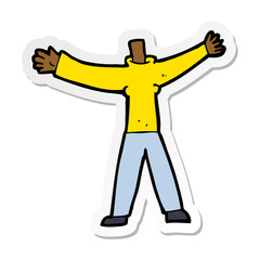 sticker of a cartoon headless body