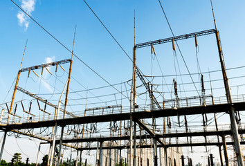 High Voltage electric substation with transformers