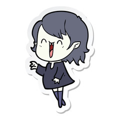 sticker of a cute cartoon happy vampire girl