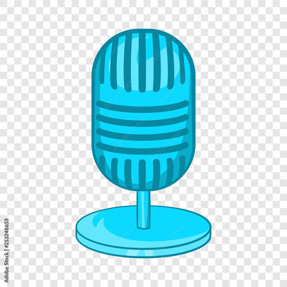 Aufkleber retro microphone icon in cartoon style on a background for any web design