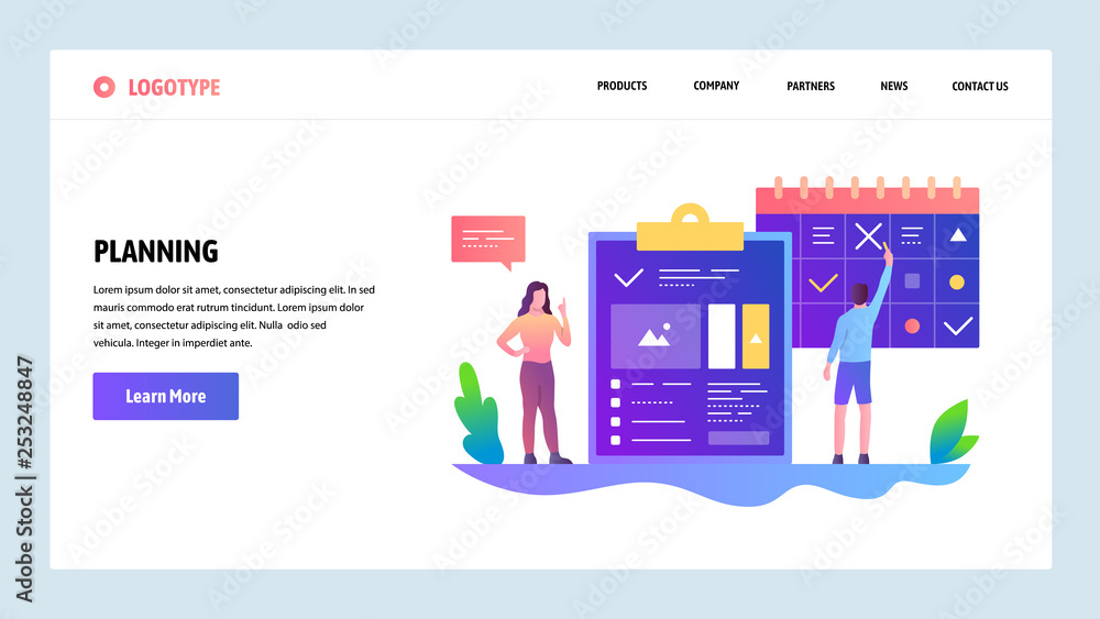 Aufkleber vector web site design template. task manager and time schedule management. landing page concepts fo