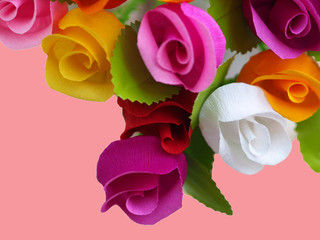 Colorful roses paper background.
