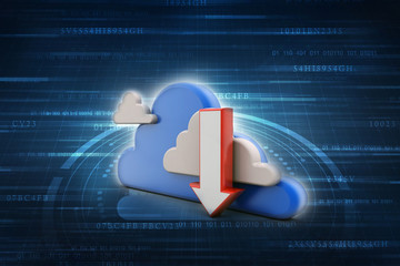 3d illustration  downloading arrow with cloud
