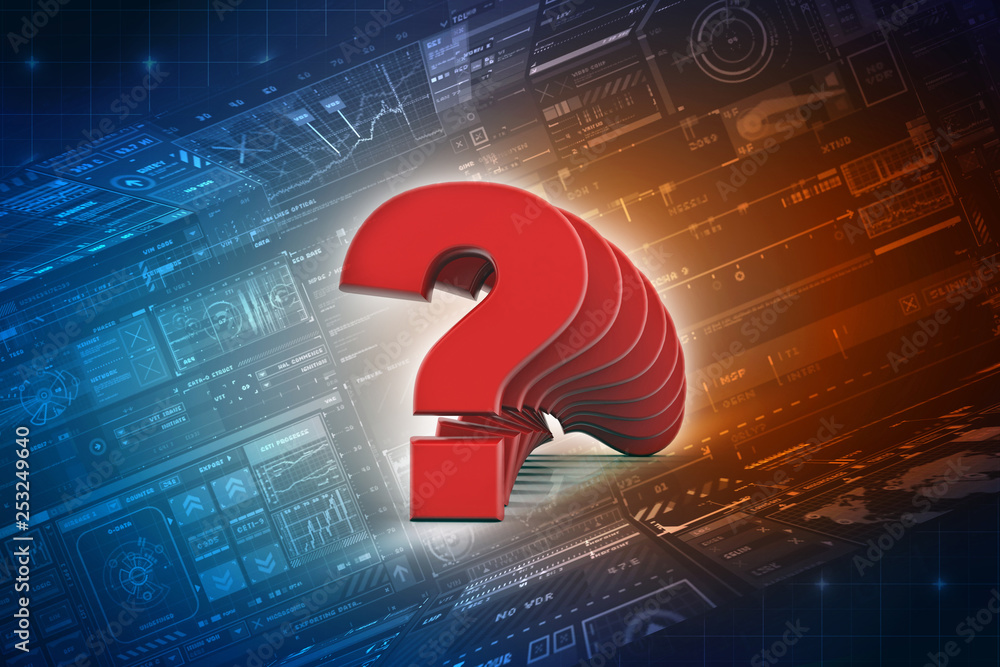 Poster 3d rendering question mark concept