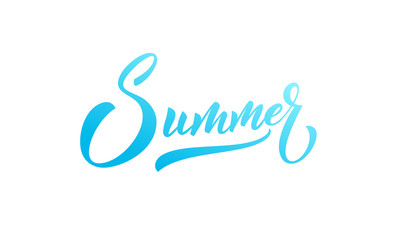 Summer. Summer lettering calligraphy overlay design. Modern colorful Summer label.