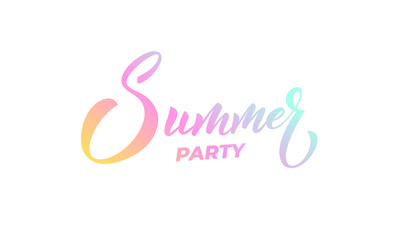 Obraz premium Summer Party. Summer lettering calligraphy overlay design. Modern colorful Summer label.